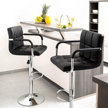 Load image into Gallery viewer, JEOBEST 2Pcs/set Six-grid Cushion Chair Synthetic Leather Swivel Bar Stools Height Adjustable Chairs with Footrest Barstool HWC